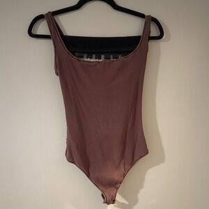 SKIMS Ribbed Knit Mauve Bodysuit